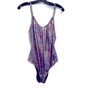 NWOT Topshop Pink Metallic Holographic Bodysuit